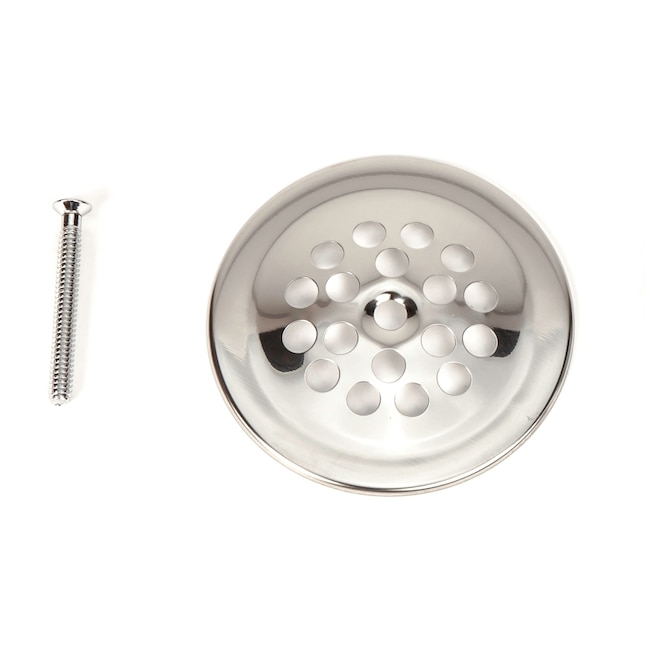Drain Strainer, Polished Chrome Perforated Grid, Matching Screw Cover