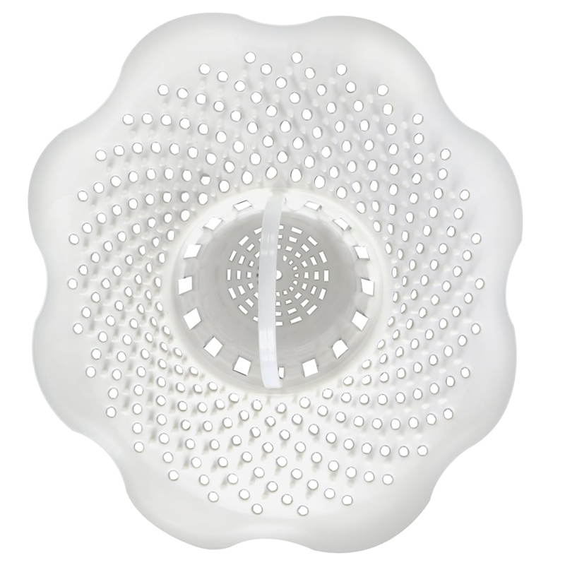 Drain Strainer, White Scalloped Edge, Lifting Handle Basket Catcher