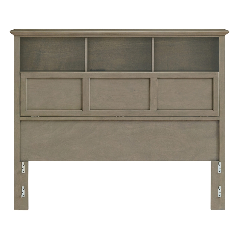 Driftwood Grey Bookcase Headboard featuring Hidden Storage