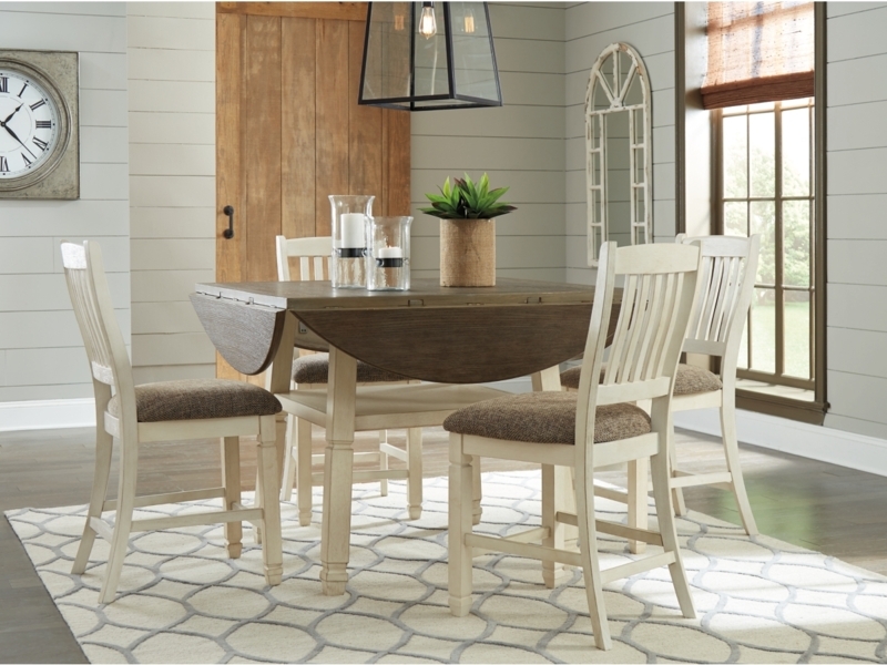 Drop Leaf Counter Height Dining Table Set with Storage Pedestal Base