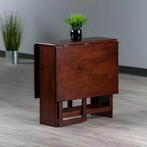 Drop Leaf Table: Walnut Brown Space-Saving Gateleg Base (57 chars)