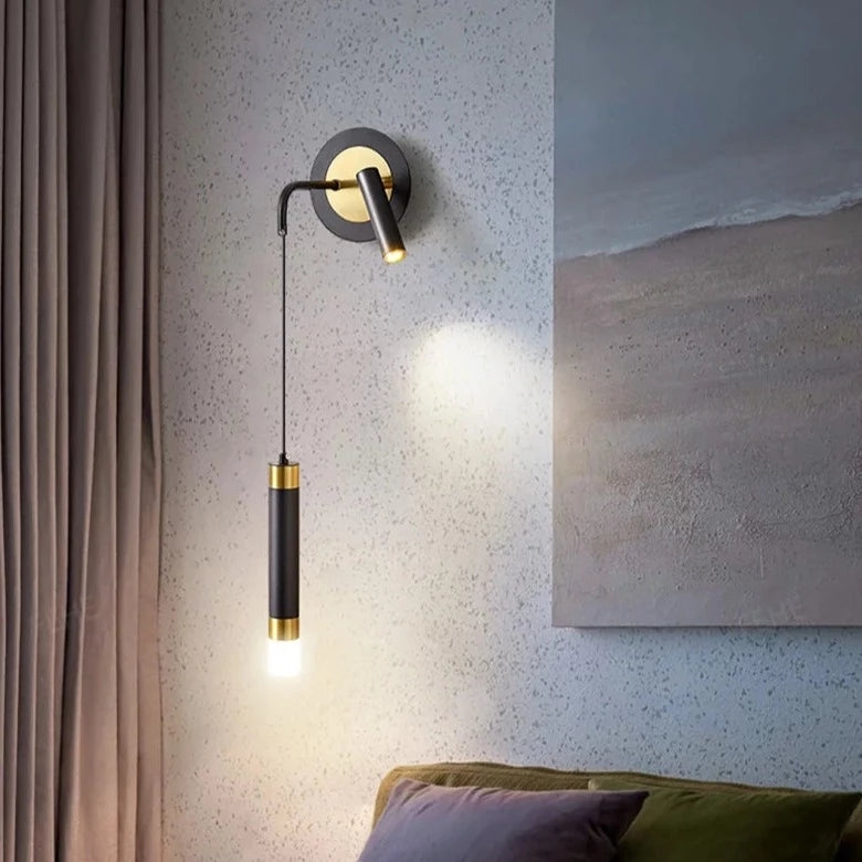 Dual Light Sconce: Hanging Pendant And Directional Spotlight