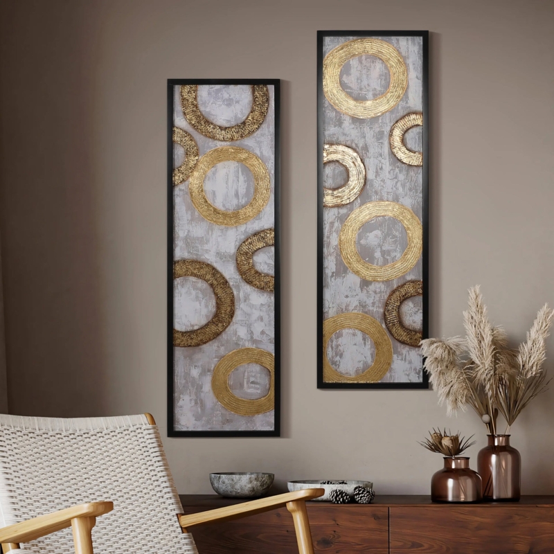 Eclectic gold accent metal wall art, set of 2  LuxenHome