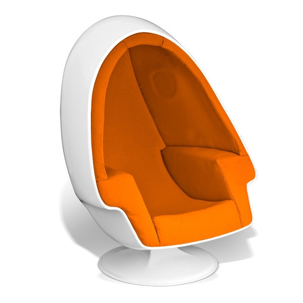 Egg Chair: High Gloss White Shell with Vibrant Orange Cocoon Interior
