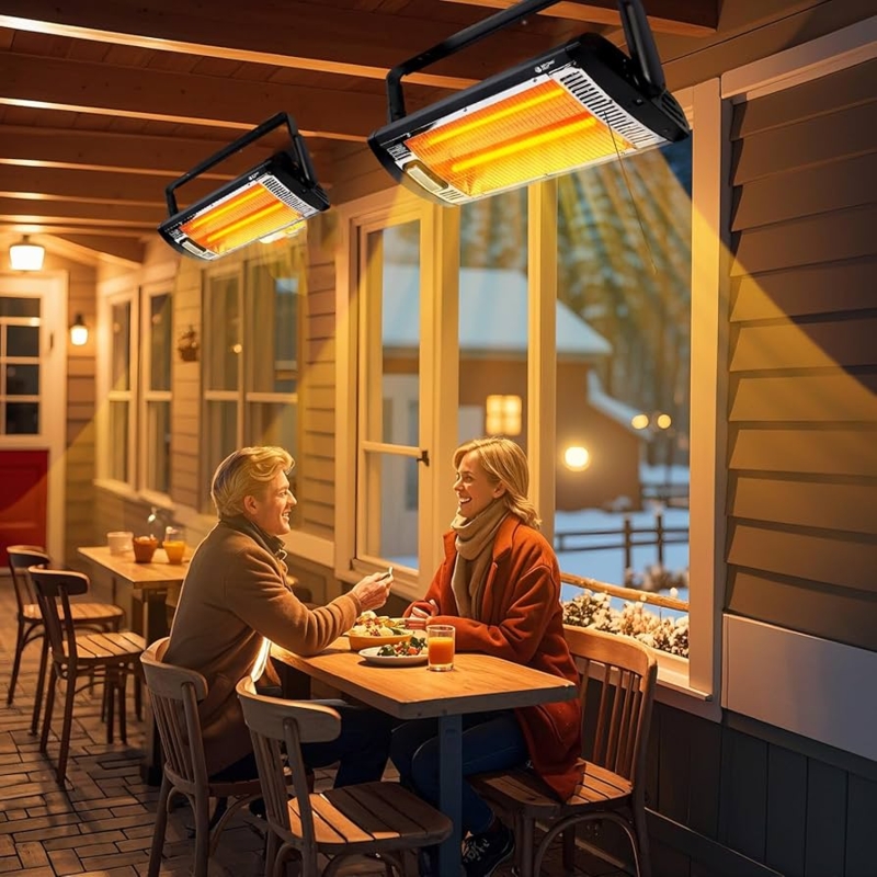 Electric Heater Dual Quartz Radiant Industrial Outdoor Dining Solution