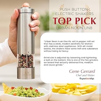 Electric One Handed Grinder: Push Button Activation & Brushed Finish
