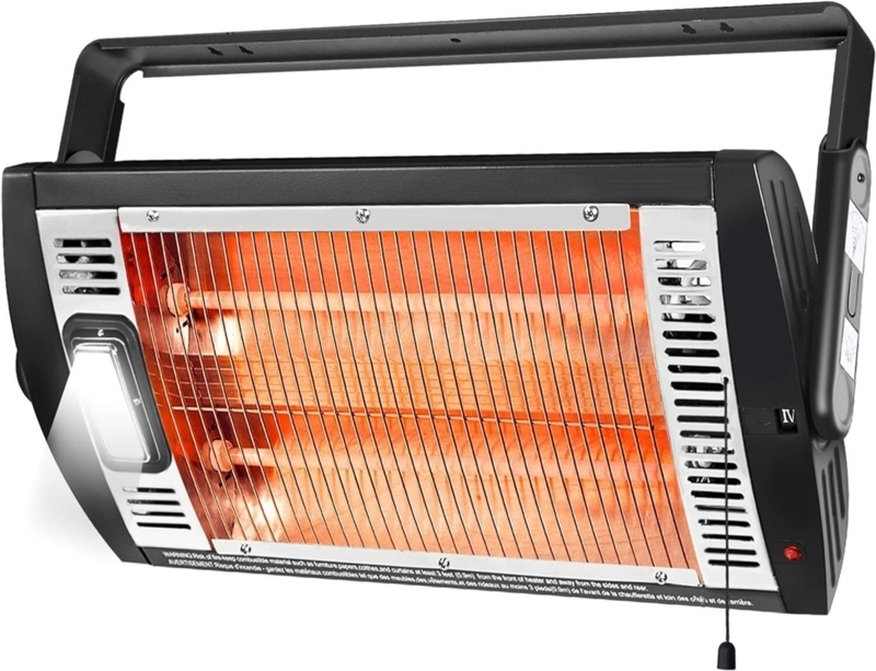 Electric Space Heater Brushed Metallic Reflectors Industrial Quartz
