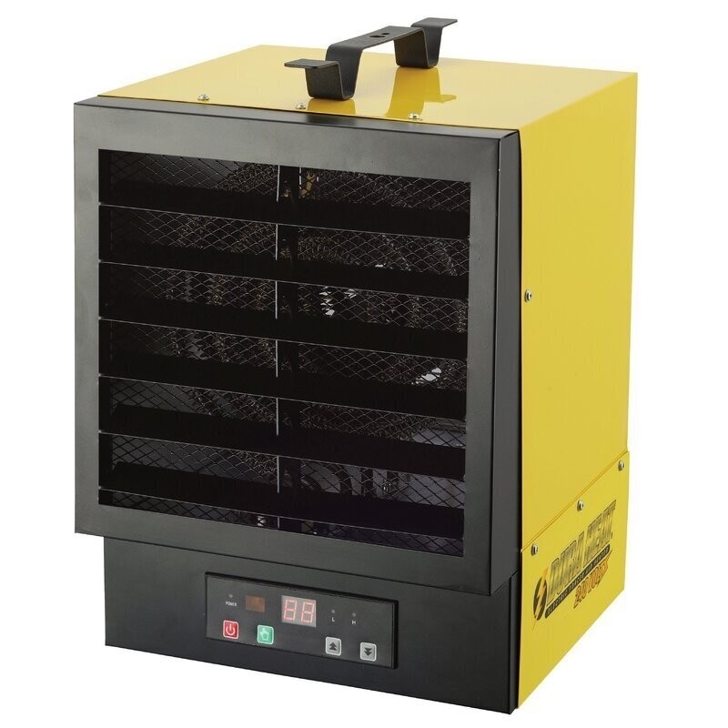 Electric Space Heater Signal Yellow Digital Display Industrial Unit