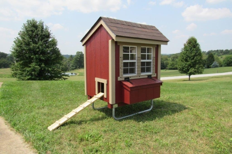 Elevated Chicken Coop Barn Red with Skid Foundation