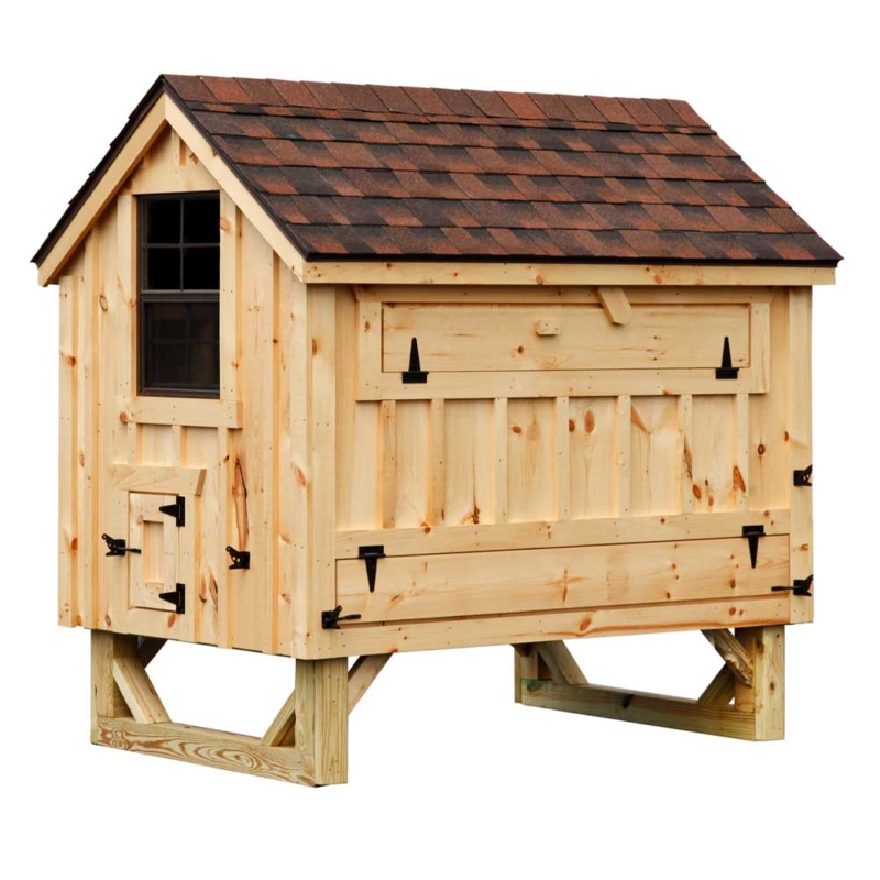 Elevated Wooden Chicken Coop A-Frame Roof Natural Wood
