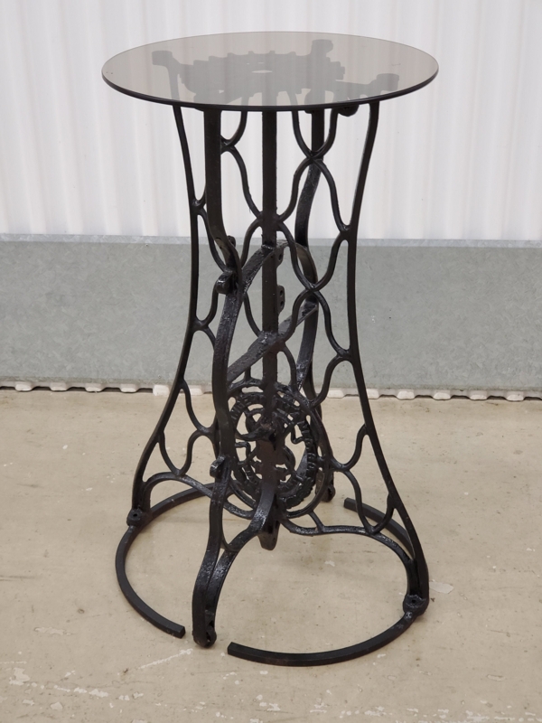 End Table Sewing Machine Base Smoked Glass Top Cast Iron