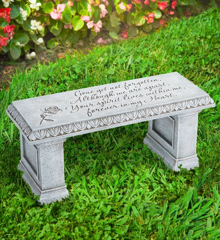 Engraved Garden Bench with Scalloped Border Trim Detail