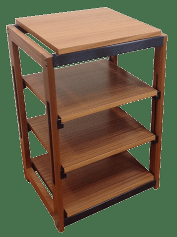 Equipment Rack Exposed Metal Frame Satin Walnut 4-Tier Audio Stand
