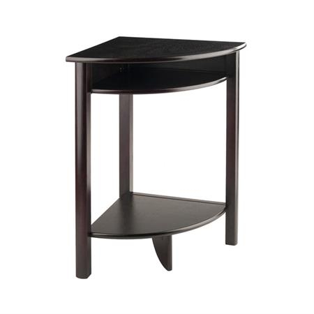 Espresso Corner Table with Quarter Circle Top and Three Tiers