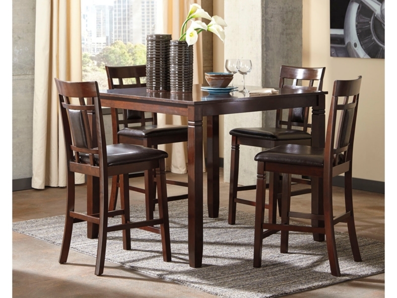 Espresso Counter Height Dining Set, 5-Piece with Ladder Back Stools
