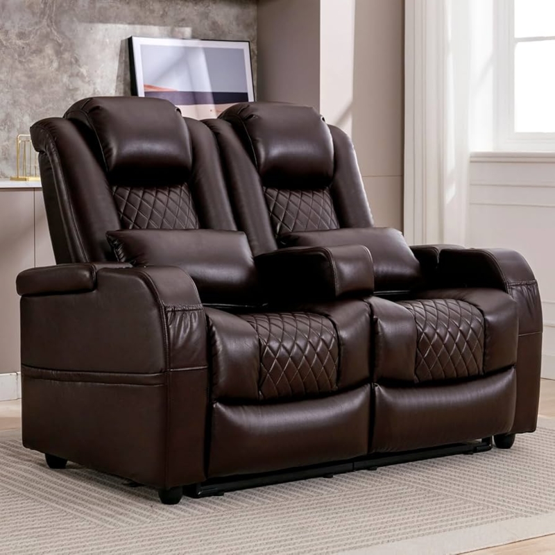 Espresso Wall Hugger Loveseat Recliner Diamond Quilted
