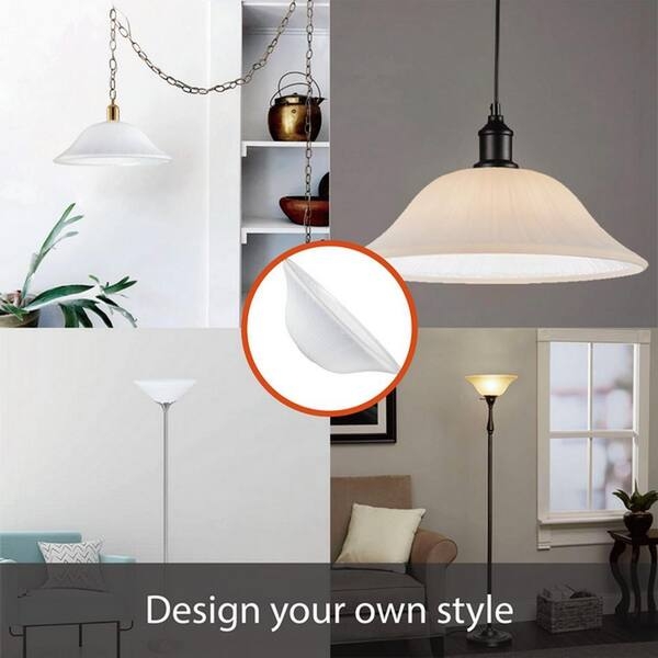 Etched Alabaster Glass Shade: 15-Inch Wide Bowl, Matte Finish