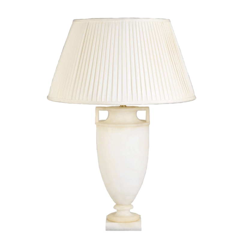 Etruscan Style Alabaster Urn Table Lamp with Twin Rectangular Handles