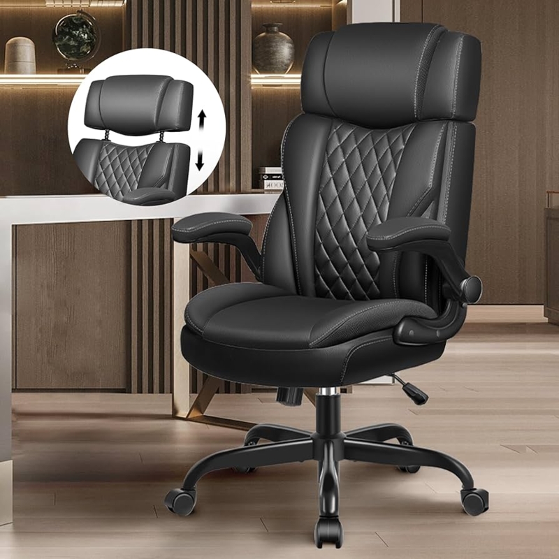 Executive Chair Diamond Quilted Backrest with Adjustable Headrest