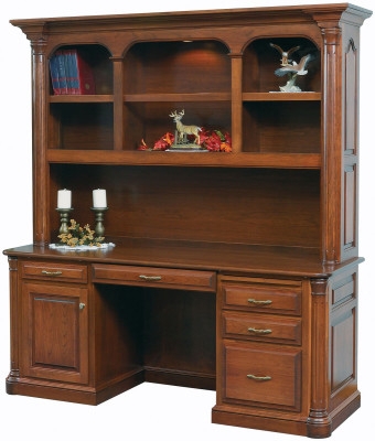 Executive Desk with Triple Arched Hutch and Fluted Columns