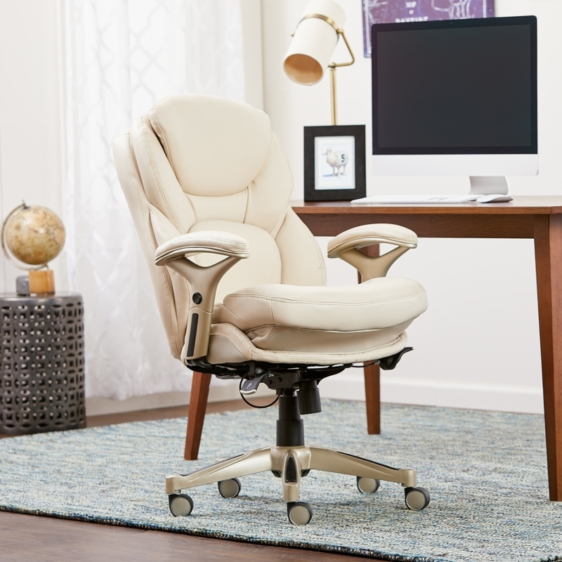 Executive Office Chair Champagne Gold Frame with Off-White Upholstery