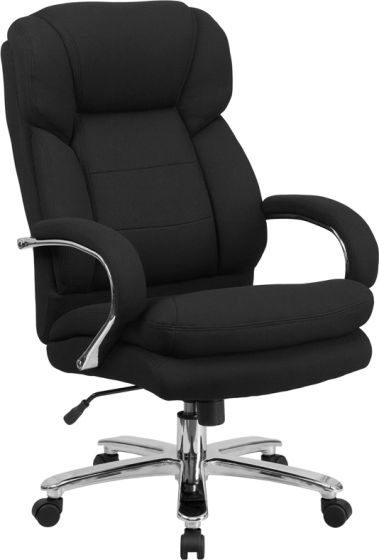 Executive Office Chair Upholstered Fabric with Polished Chrome Accents