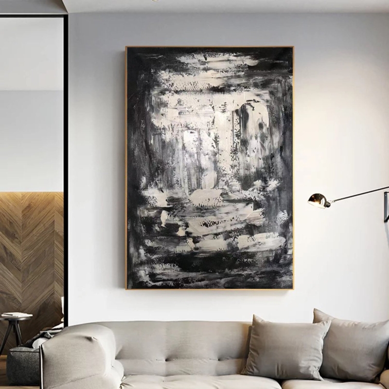 Extra Large Canvas Art: Textured Impasto Monochromatic Abstract