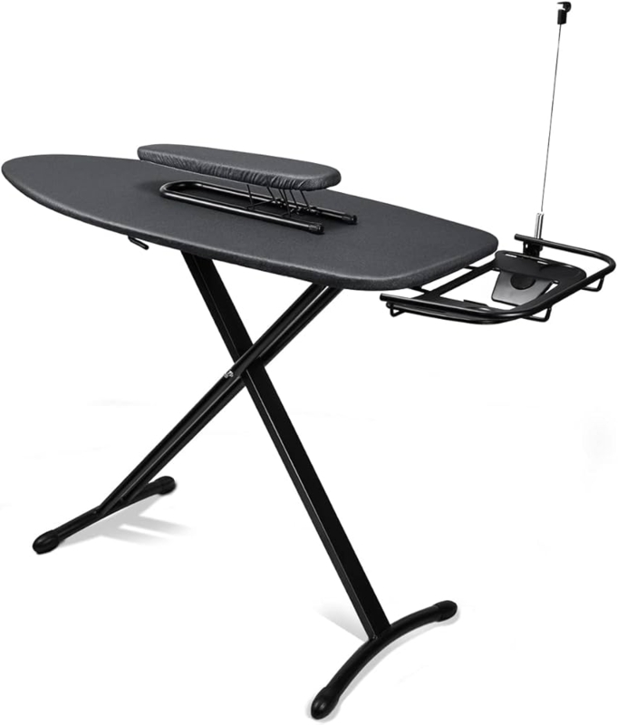 Extra Wide Matte Black Ironing Board with Integrated Sleeve Board
