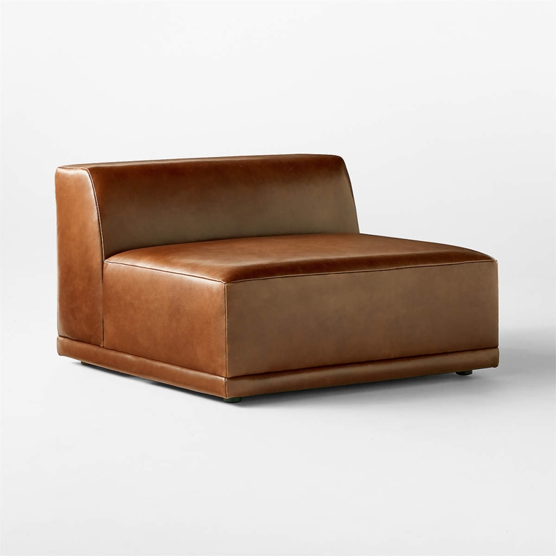Faible Brown Leather Deep Depth Armless Chair | CB2