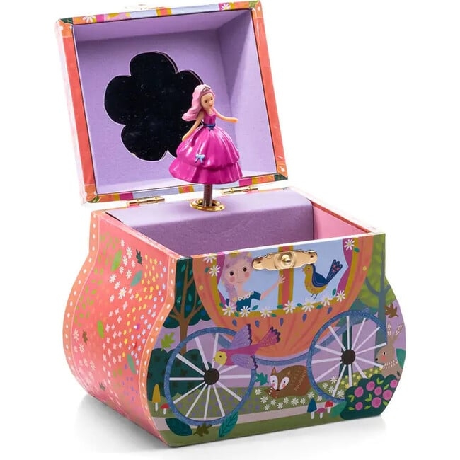 Fairy Carriage Musical Jewelry Box with Flower Shaped Mirror