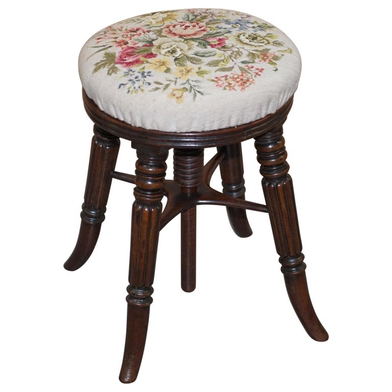 Fine Antique Gillows of Lancaster Height Adjustable Piano Stool Embroidered  Seat at 1stDibs | antique piano bench, antique piano stool for sale, piano  stools for sale