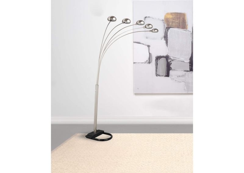 Five-Light Chrome Arc Floor Lamp with U-Shaped Base