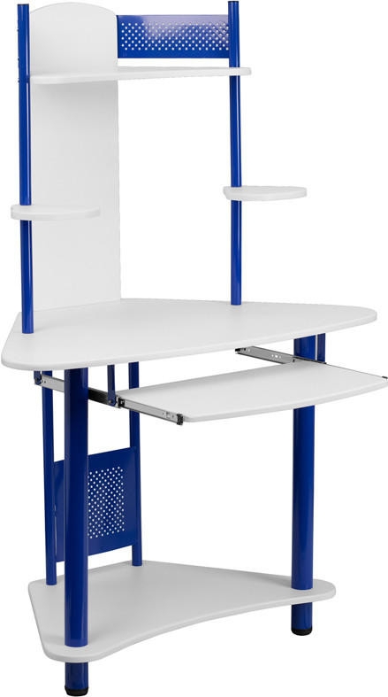 Flash Furniture Blue Corner Computer Desk with Hutch