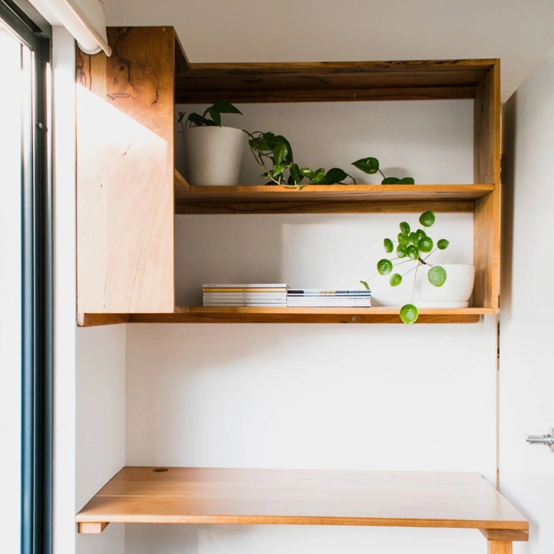 Floating Desk Shelving Integrated Workspace L-Shaped Panel Organic