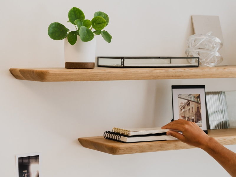 Floating Shelf Rounded Corners Beveled Edges Minimalist Wood Toned