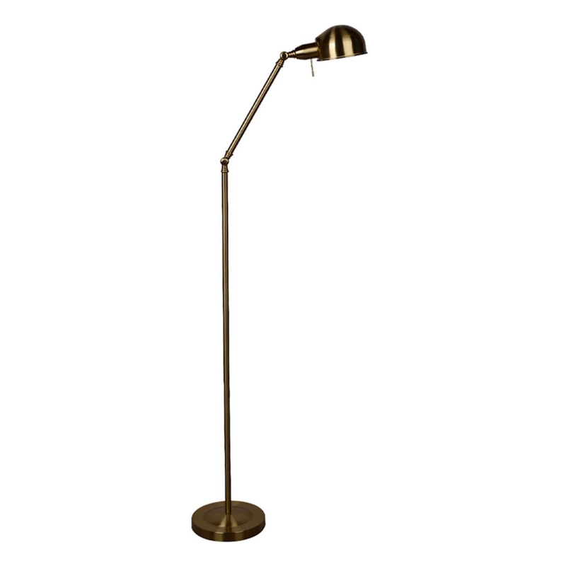 Floor Lamp Adjustable Swing Arm Dome Shade Slim Profile Circular Base