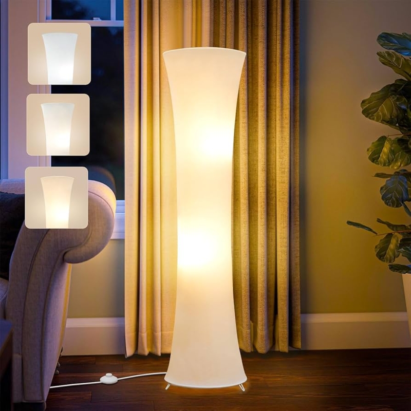 Floor Lamp Hourglass Silhouette Fabric Adjustable Color Temp
