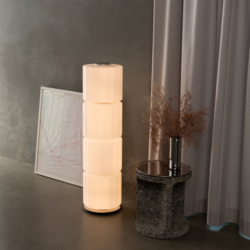 Floor Lamp Stacked Frosted Glass Cylinders Architectural Form