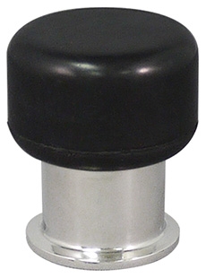 Floor Mounted Doorstop, Polished Metal Base, Oversized Matte Black Bumper