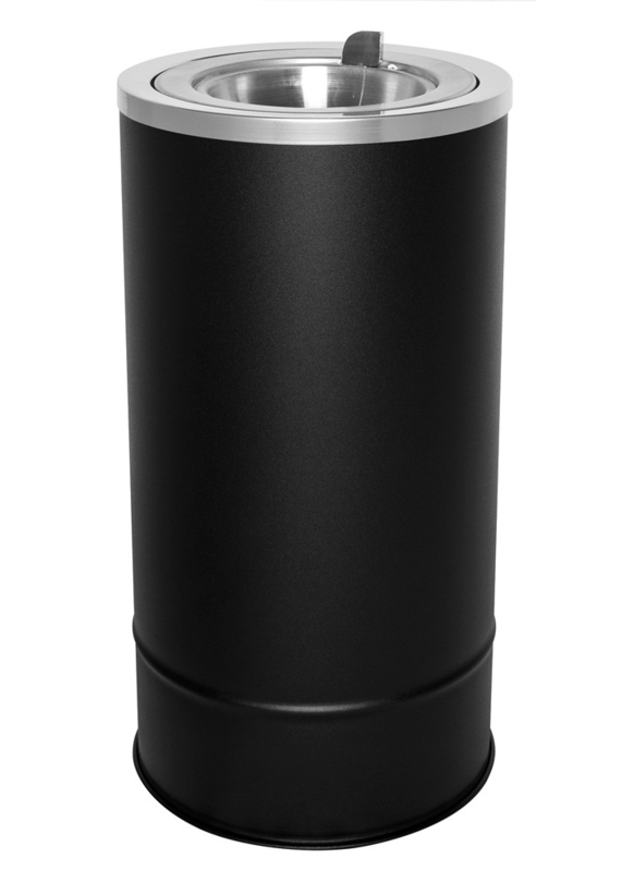 Floor Urn Flip Top Ashtray Stand Matte Black Finish Cylindrical