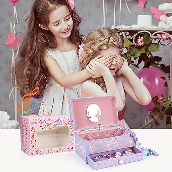 Floral Ballerina Musical Box, Lavender and Pink Jewelry Storage