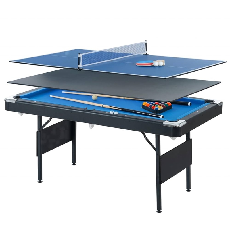 Foldable Billiard Table 5.5 FT 3-in-1 Portable Pool Table - Convertible To Ping  Pong & Dining Table 3 In 1 Game Table
