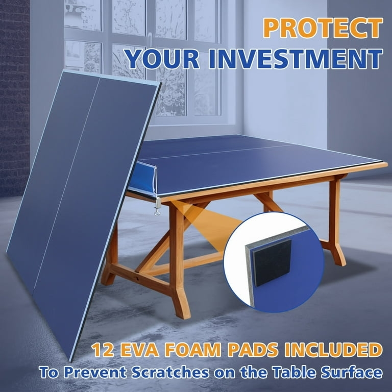 Foldable Ping Pong Topper: Scratch Resistant Pads and Deep Blue Finish