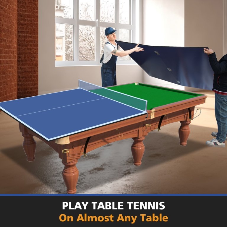 Foldable Ping Pong Topper with Side Hooks and Navy Blue Surface
