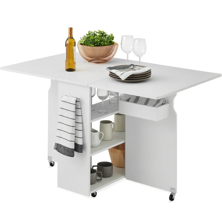 Foldable Table: Mobile Kitchen Island Locking Casters (56 chars)