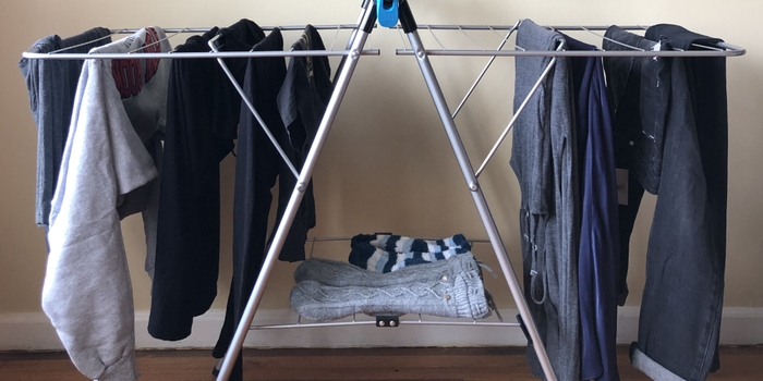 Folding Clothes Drying Rack with A-Frame Legs & Lower Shelf