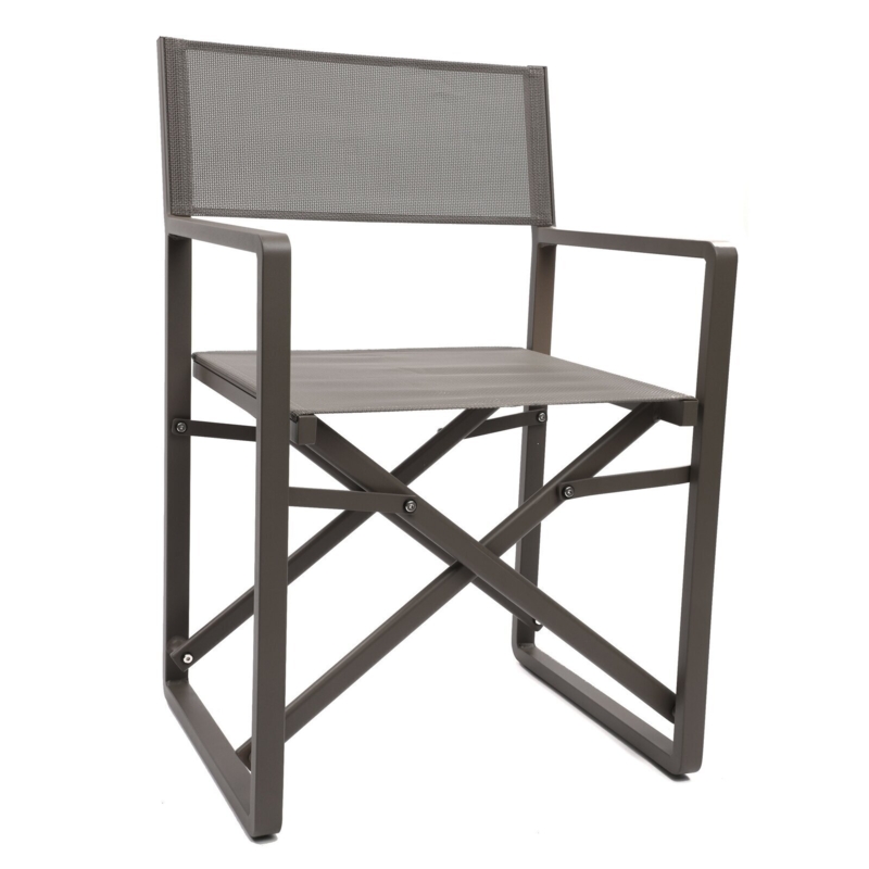 Folding Director's Chair in Matte Bronze Brown with Mesh Seat and Back