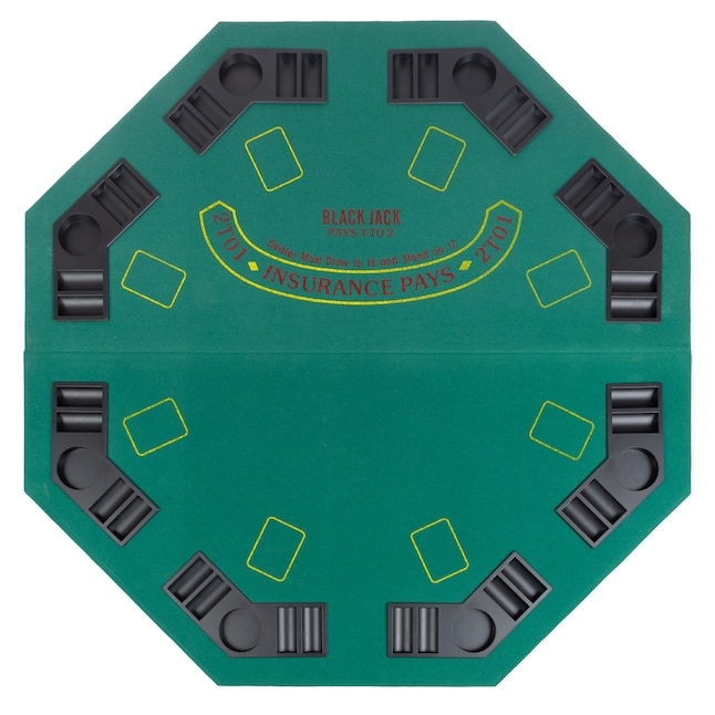 Folding Game Tabletop with Blackjack Layout and Integrated Chip Trays