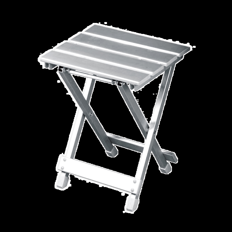 Folding Metal Side Table with Brushed Slat Top and X-Frame