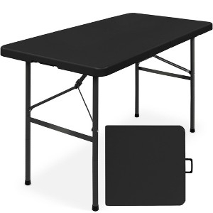 Folding Table: 4ft Matte Black Bi-Fold Portable Utility (57 chars)